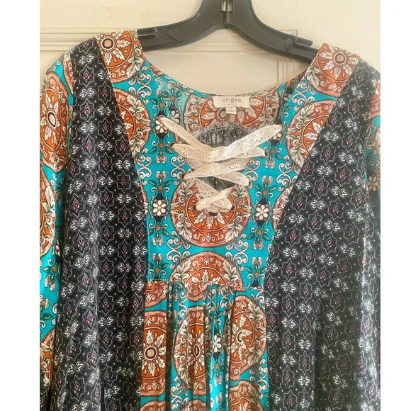 NEW Umgee Boho Lace Up Tunic Dress - Size Small - Picture 2 of 7